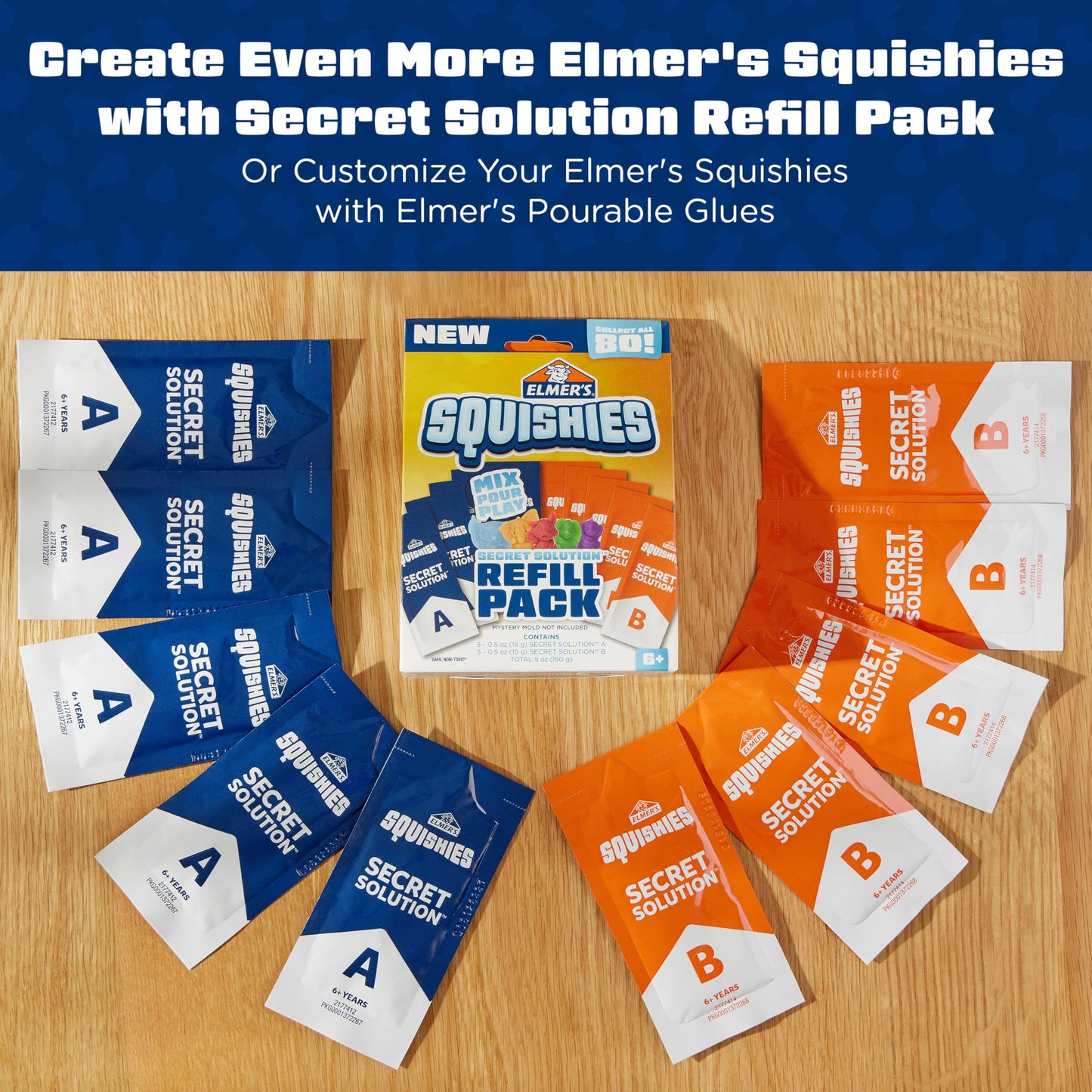 Elmer's Squishies, Kids DIY Activity Kit, Squishy Glow in the Dark Toys, Creates 2 Mystery Characters, 13 Piece Set - Slime Fun, Crafts, Holiday Gift for Ages 6+