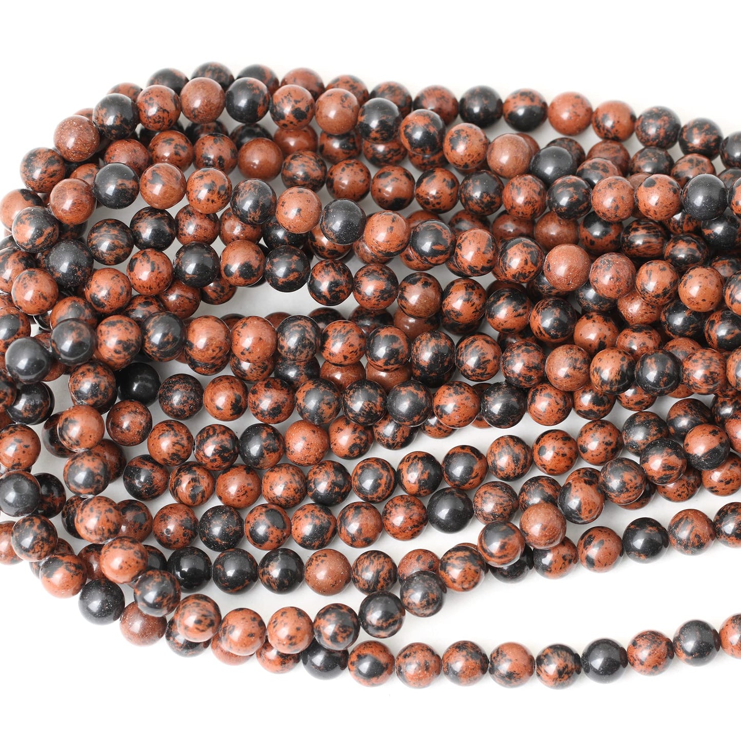 CHEAVIAN 45PCS 8mm Natural Mahogany Obsidian Stone Round Loose Beads for Jewelry Making 1 Strand 15"