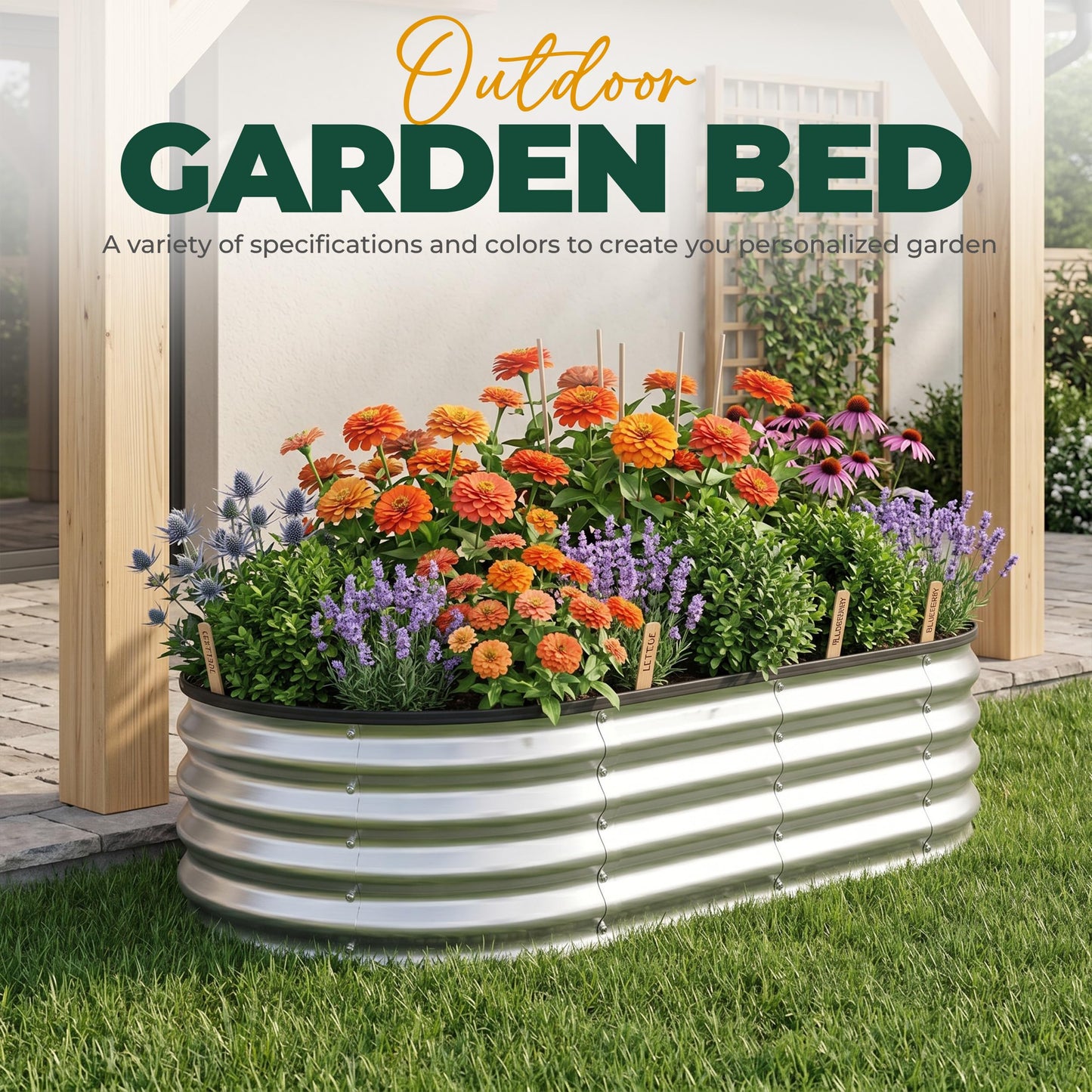 Utopia Home Galvanized Raised Garden Bed, 4x2x1 Ft Lightweight Planter Boxes Outdoor with Easy Assembly, Large Garden Bed for Vegetables, Fruits, Flowers, Silver, Pack of 2