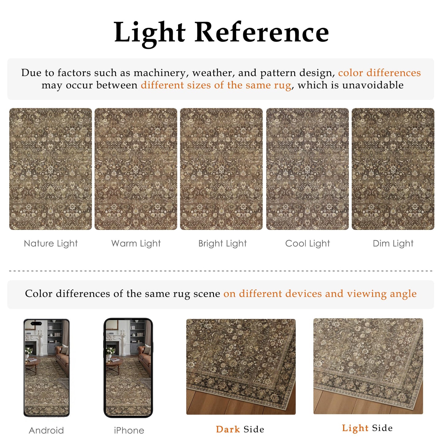 HUGEAR 2x8 Runner Rug Machine Washable Brown Hallway Area Rug Indoor Accent Rugs Floral Low Pile Carpet Soft Throw Rugs Bedroom Living Room Office Dining Kitchen Laundry Non Slip
