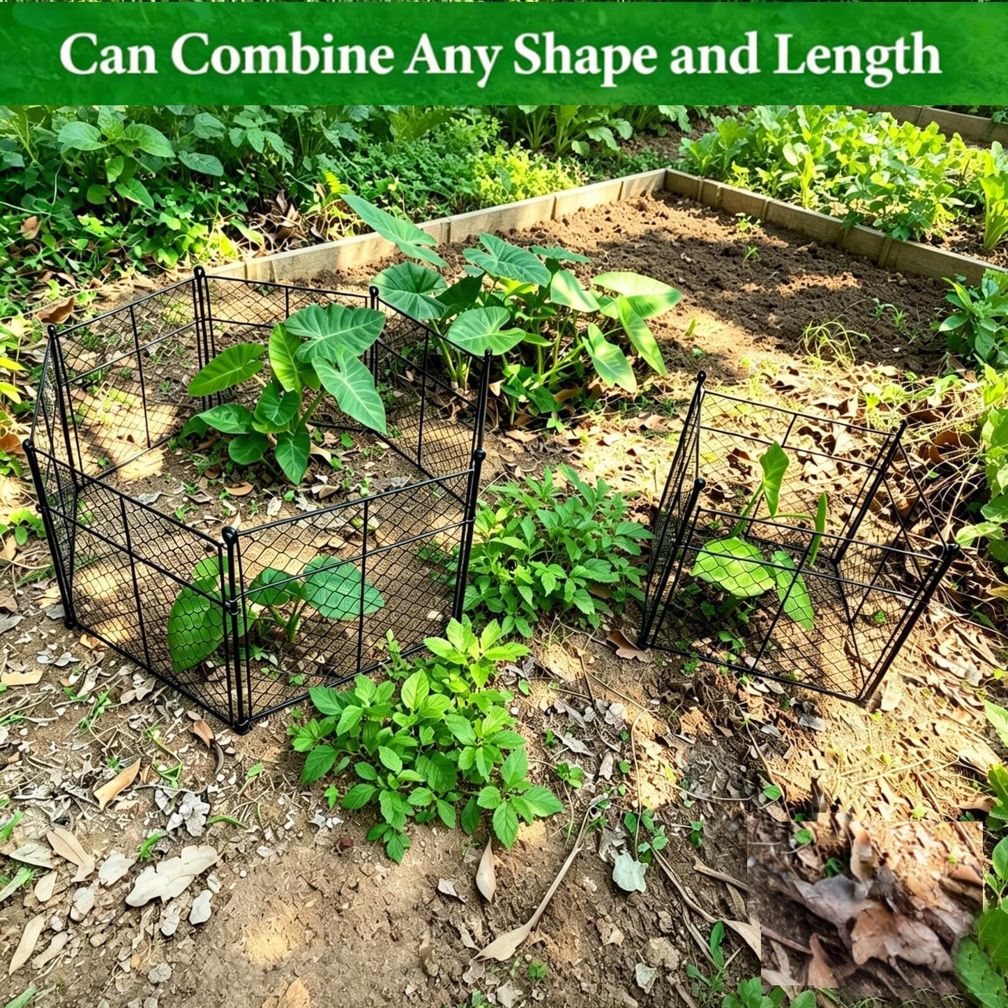 5 Pack Plant Protectors from Animals, 20Pcs 1" Mesh DIY Plant Cages 13.8"x13.8"x12", Metal Garden Animal Barrier with Stakes, Keep Rabbits & Chipmunks Out for Vegetables, Shrubs & New Plants