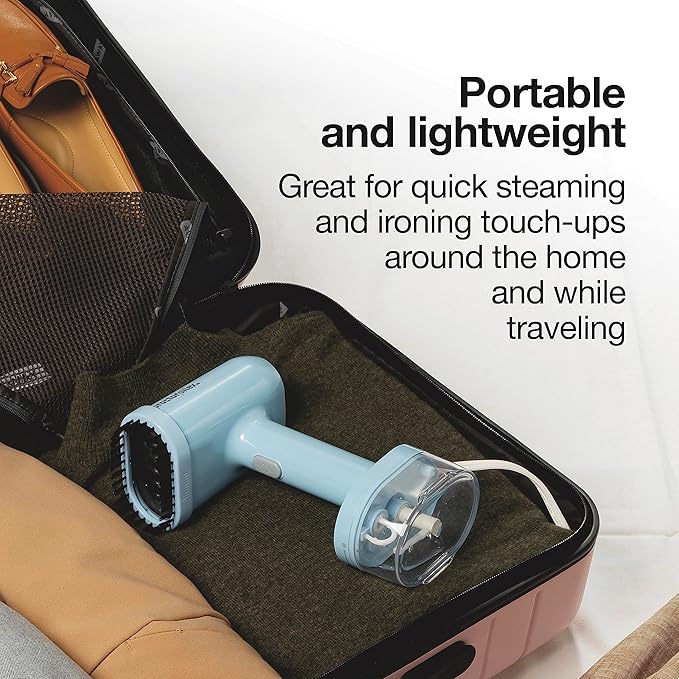 Proctor Silex Compact Travel Iron & Garment Steamer for Clothes, Ready in 45 Seconds for 7 Minutes of Continuous Use, Portable and Lightweight, Vacation Essentials, 1200 Watts, 120 ml Water Tank, Blue