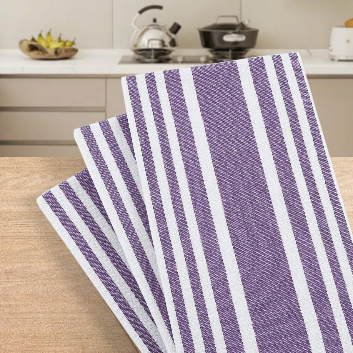 Premium Cotton Stripe Kitchen Towels 3 Pack (3 Count)