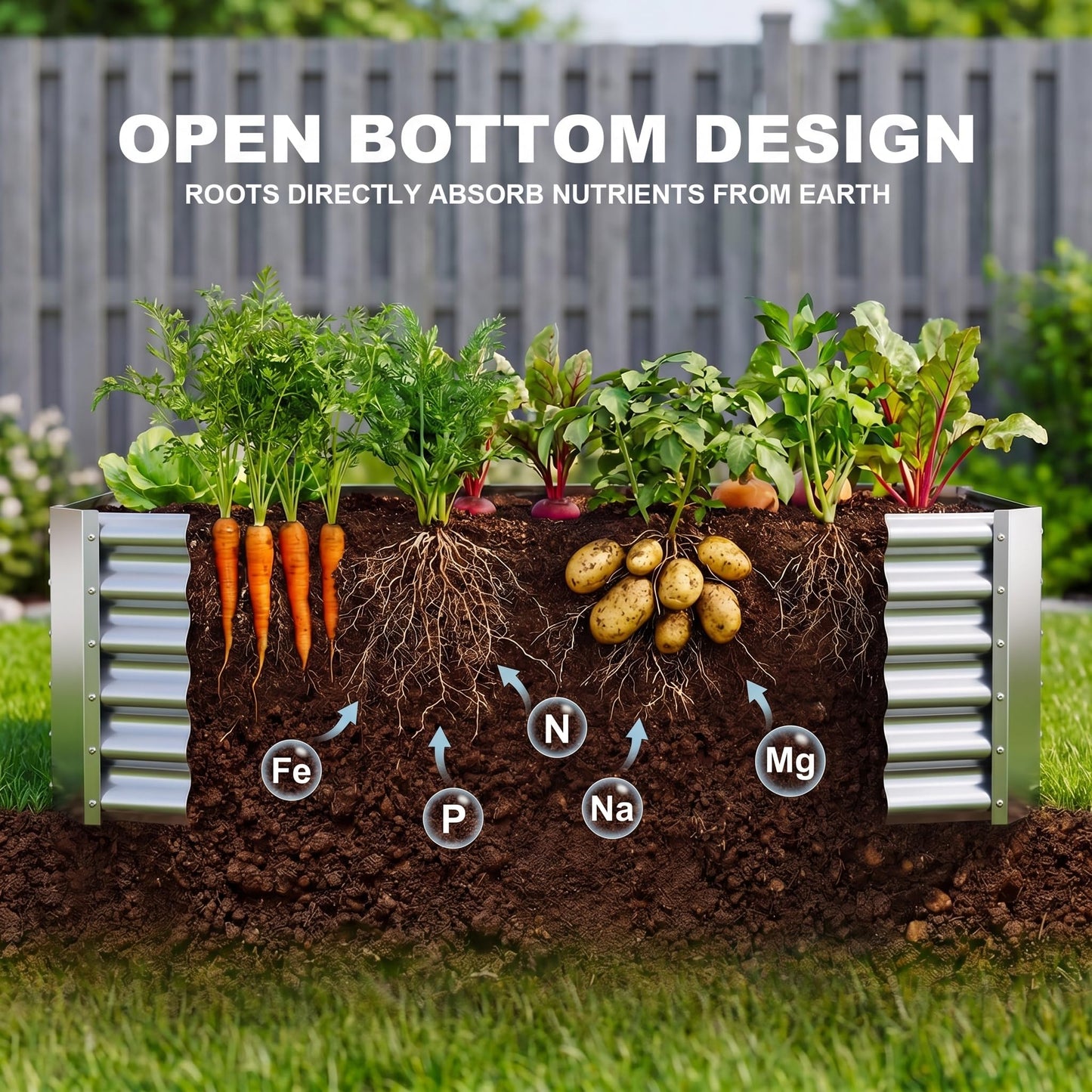 AHEONLAR 2 Pack 8×4×1.5ft Galvanized Raised Garden Beds Outdoor, Rectangle Sturdy and Durable Planter Boxes for Vegetables, Fruits, Flowers and Plants, Easy Assembly, Silver Grey