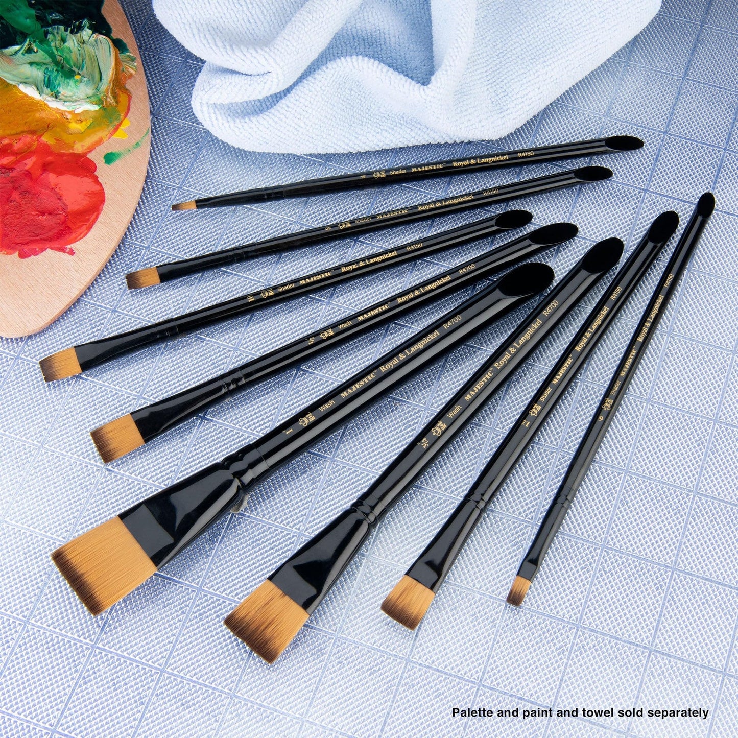 Royal & Langnickel Majestic Flat and Glaze Wash Artist Brush Set, 8-Piece