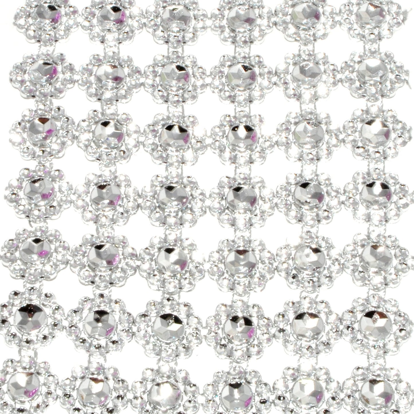 Mandala Crafts Flower Pattern 4 in 10 Yds Silver Bling Wrap Rhinestone Mesh Ribbon – Crystal Diamond Wrap Rhinestone Strips Roll for Crafts Wedding Event Decoration