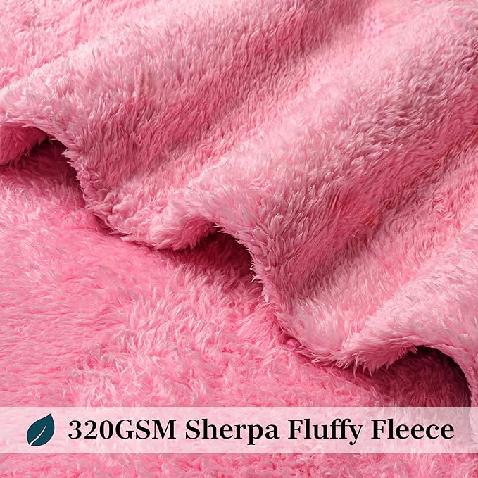 PAVILIA Sherpa Throw Blanket for Couch Sofa, Pink Fluffy Warm Plush Blanket for Twin Bed, Cozy Super Soft Lightweight Throw, Fuzzy Decorative Blanket, All Season Home, 60x80