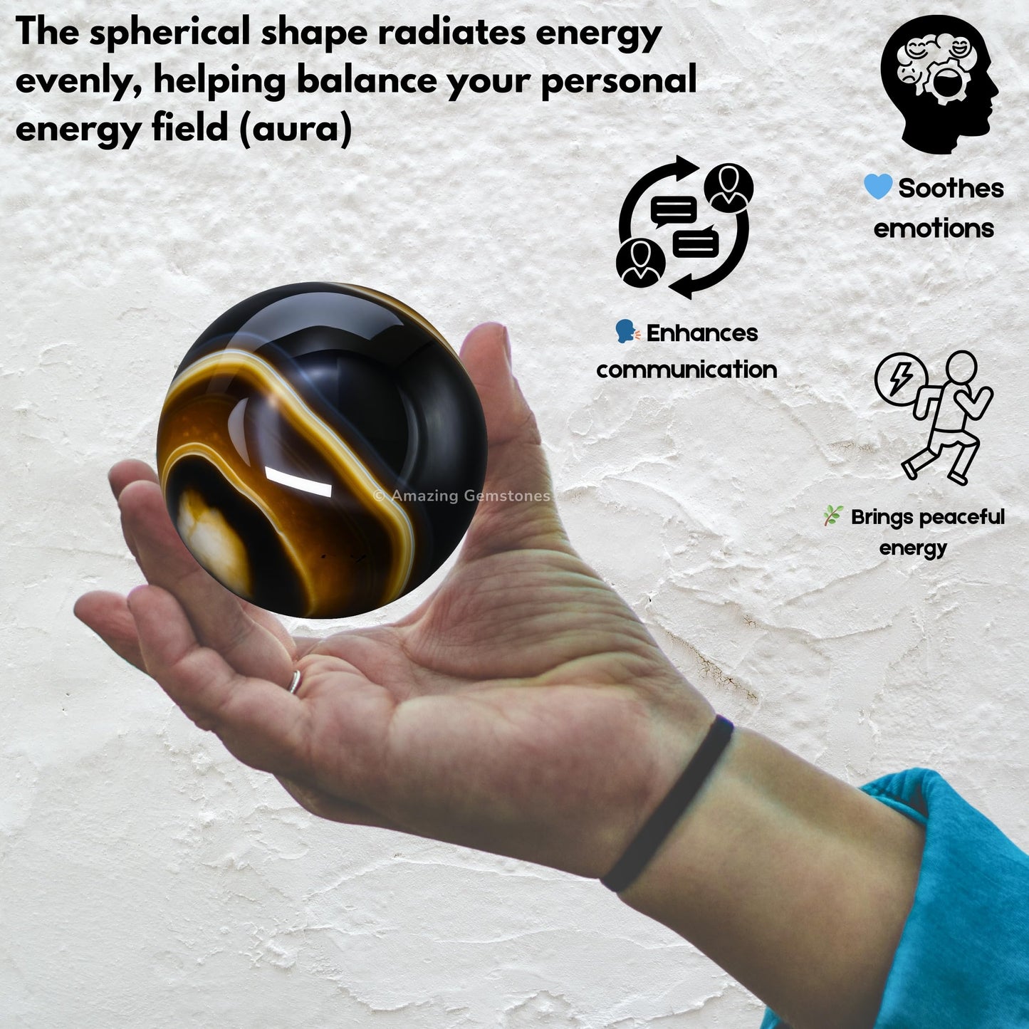 Amazing Gemstone Black Onyx Crystal Ball with Stand - 2" Inches Crystal Sphere Meditation Balls for Witchcraft and Decorative Balls