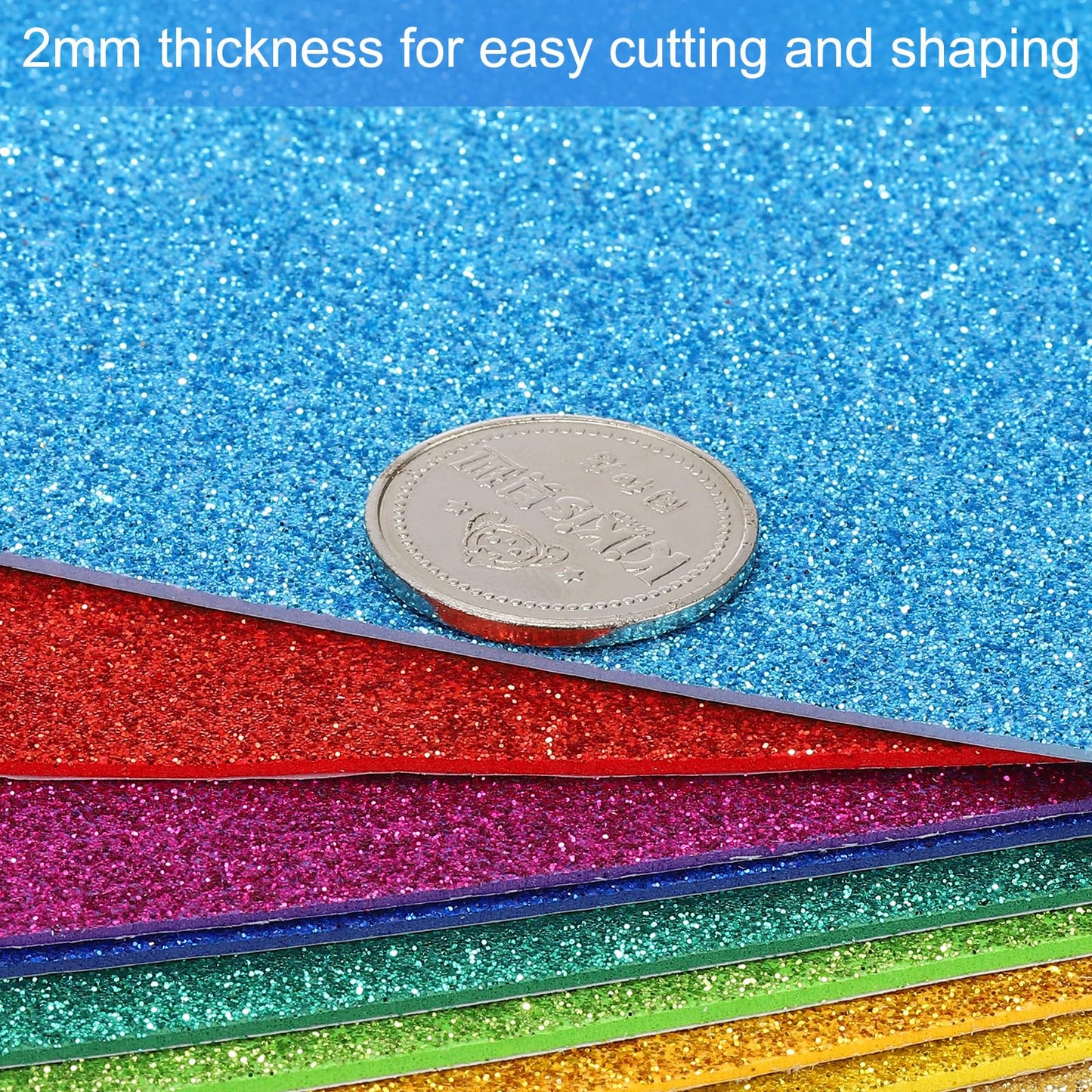 PATIKIL Red Shiny EVA Glitter Foam Sheet 11 x 8 Inch 2mm Thick Sparkle EVA Glitter Felt for Crafts DIY Project, 20 Pcs