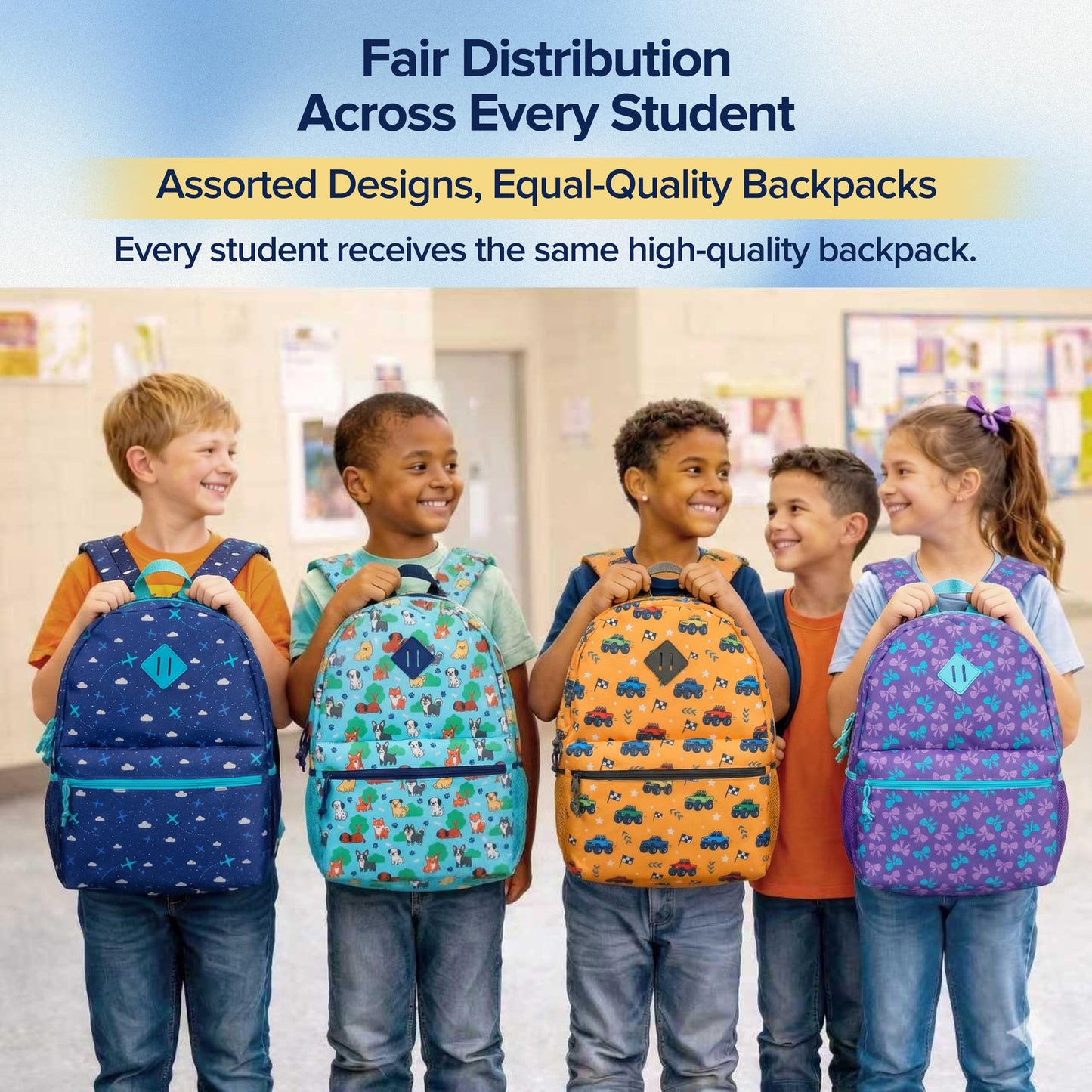 SUPRANICE 24-Pack 17" Elementary Bulk Backpacks for School, Bulk Printed Bookbags for Boys and Girls Ages 5-11, Assorted Prints for School Drives, Donations, and Giveaways