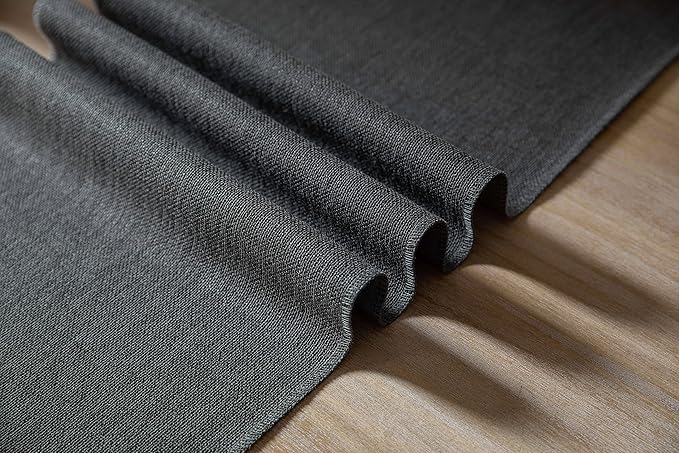 ZeeMart Graphite Grey Table Runners 72 Inches Long, Burlap Linen Style Rustic Farmhouse Table Runner, Boho Woven Dining Table Runner, 13x72 Inches, Graphite Grey