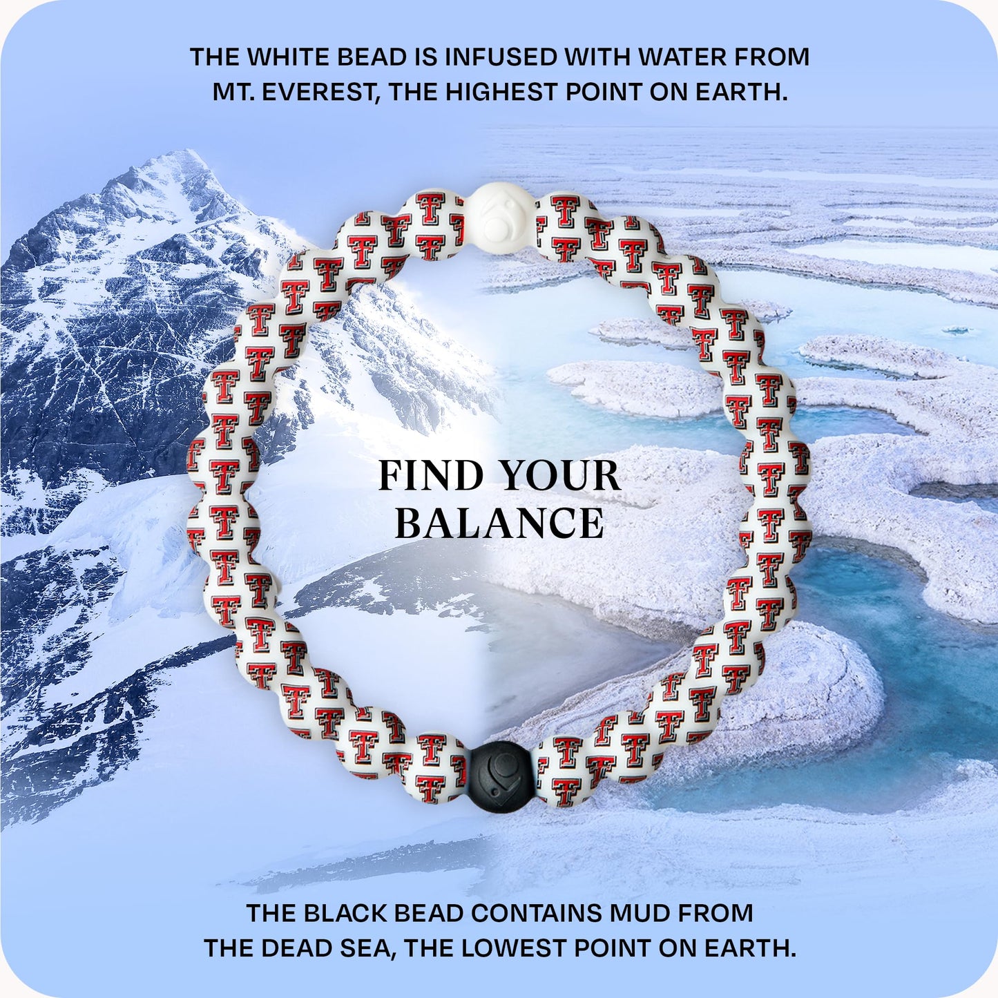 Lokai Collegiate Silicone Beaded Bracelet for Women & Men, Texas Tech University - Medium, 6.5 Inch Circumference - Silicone Jewelry Fashion Bracelet Slides-On for Comfortable Fit