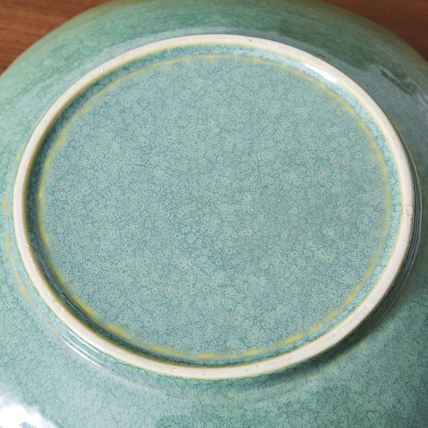 VOMANA Large Ceramic Decorative Bowl, 12" Green Reactive Glaze Centerpiece Bowl, Modern Coffee Table Decor, Entryway Catchall Key Bowl, Decorative Fruit Bowl for Dining Table Living Room (12'')
