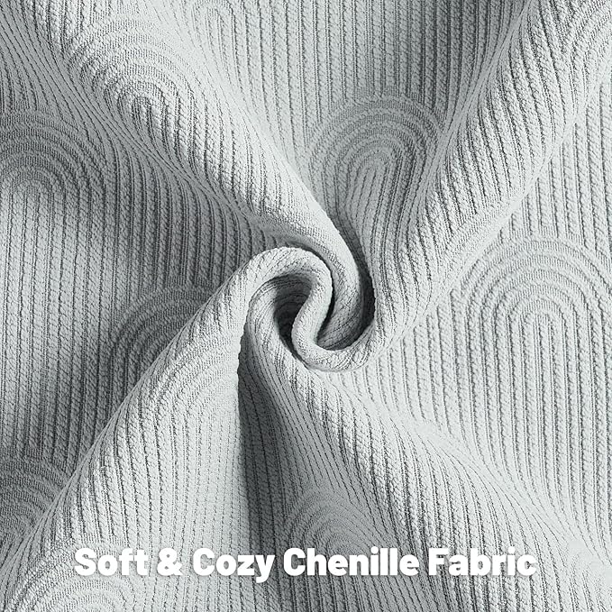 FUTEI Light Grey Chenille Decorative Throw Pillow Covers 20x20 Inch Set of 2,Soft Cozy Striped Geometric Patterns Cushion Case,Modern Home Decor for Couch Bed Living Room