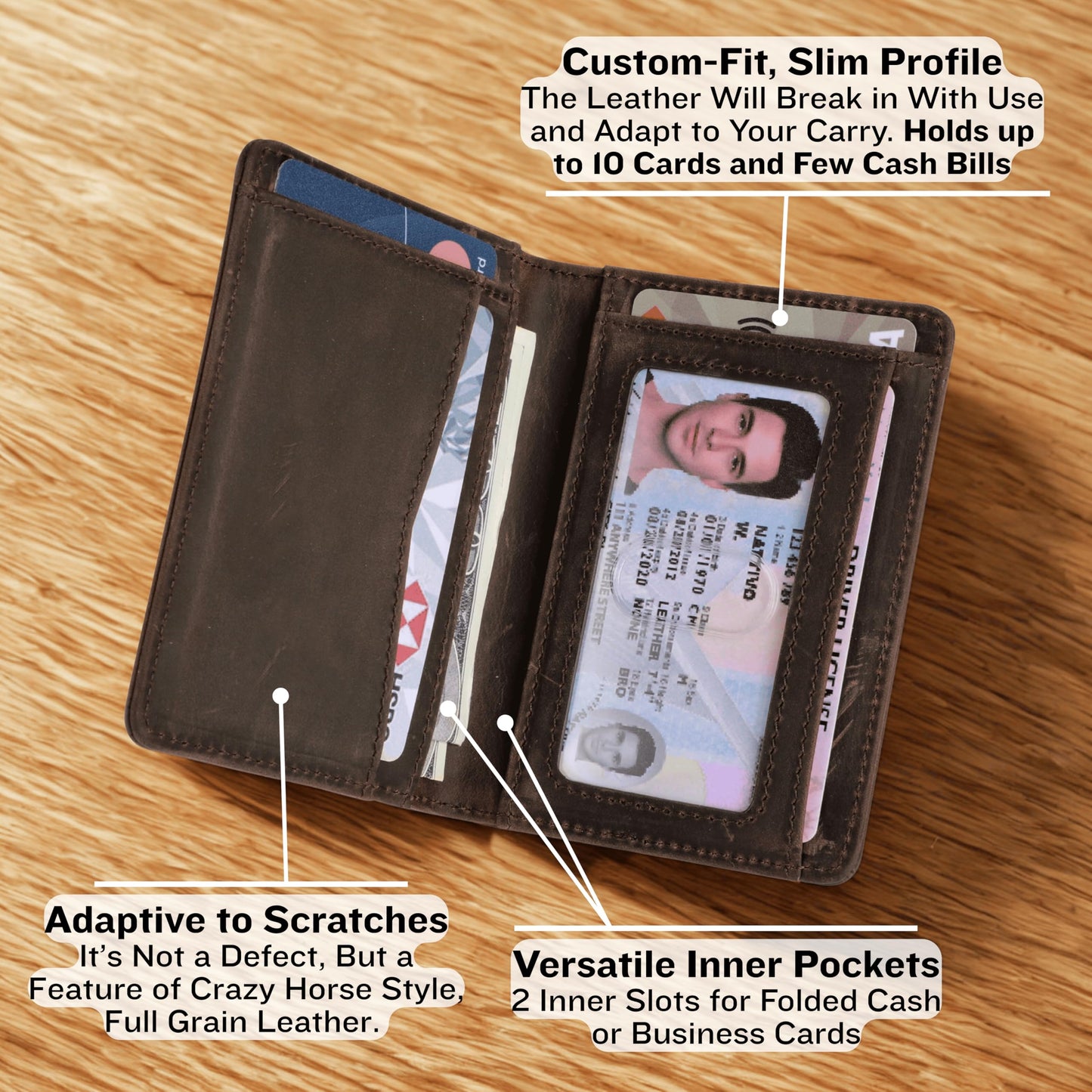 RFID Blocking Slim Wallet for Men | Thin Bifold Credit Card Holder Wallet | Mens Wallet Slim Business Card Case | Minimalist Front Pocket wallet with Gift Box (Genuine Full Grain Soft Leather)