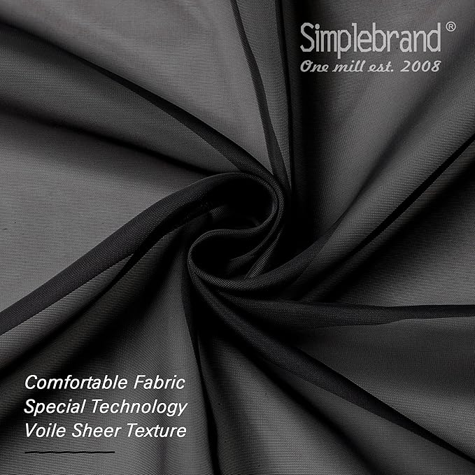 Simplebrand Black Valances 14 Inches Long for Living Room Pocket 2 Panel Light Filtering Sheer Translucent Valence Toppers for Window Kitchen Bathroom Bedroom 42x14 Inch Length