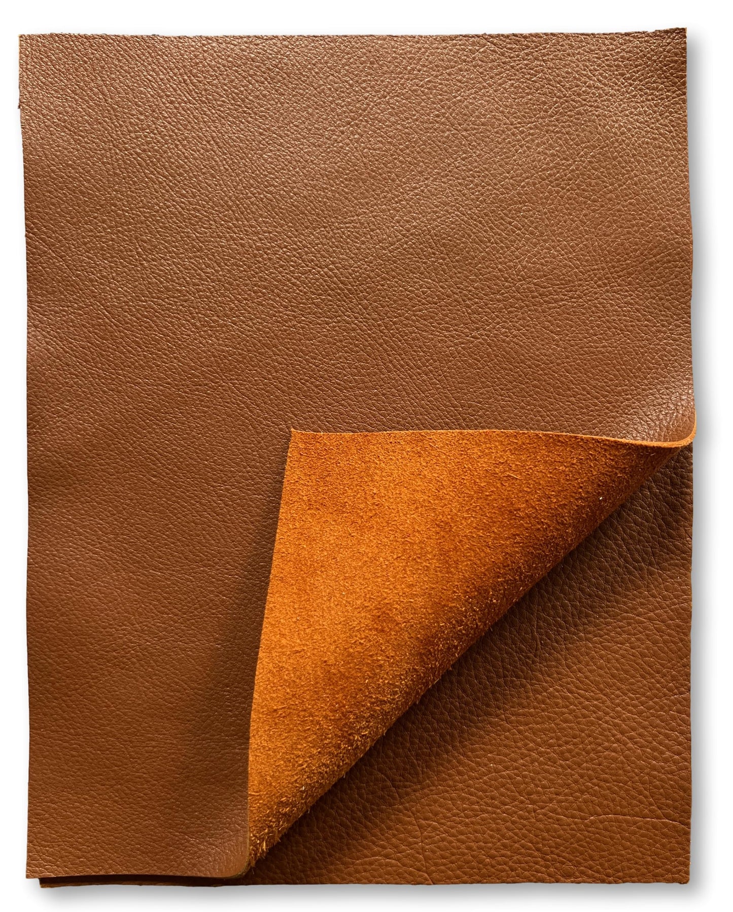 Natural Grain Cow Leather: 8.5'' x 11'' Pre Cut Leather Pieces (Cognac, 1 Piece)