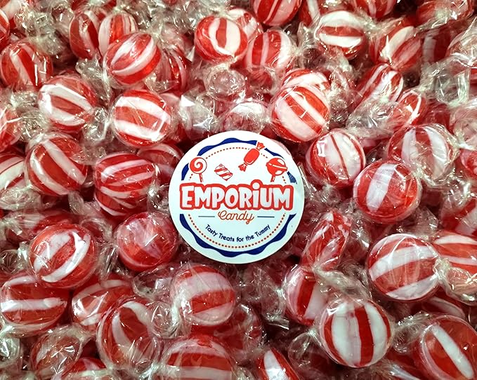 Striped Cinnamon Discs - 2 lbs of Fresh Delicious Individually Wrapped Red and White Hard Candy Buttons