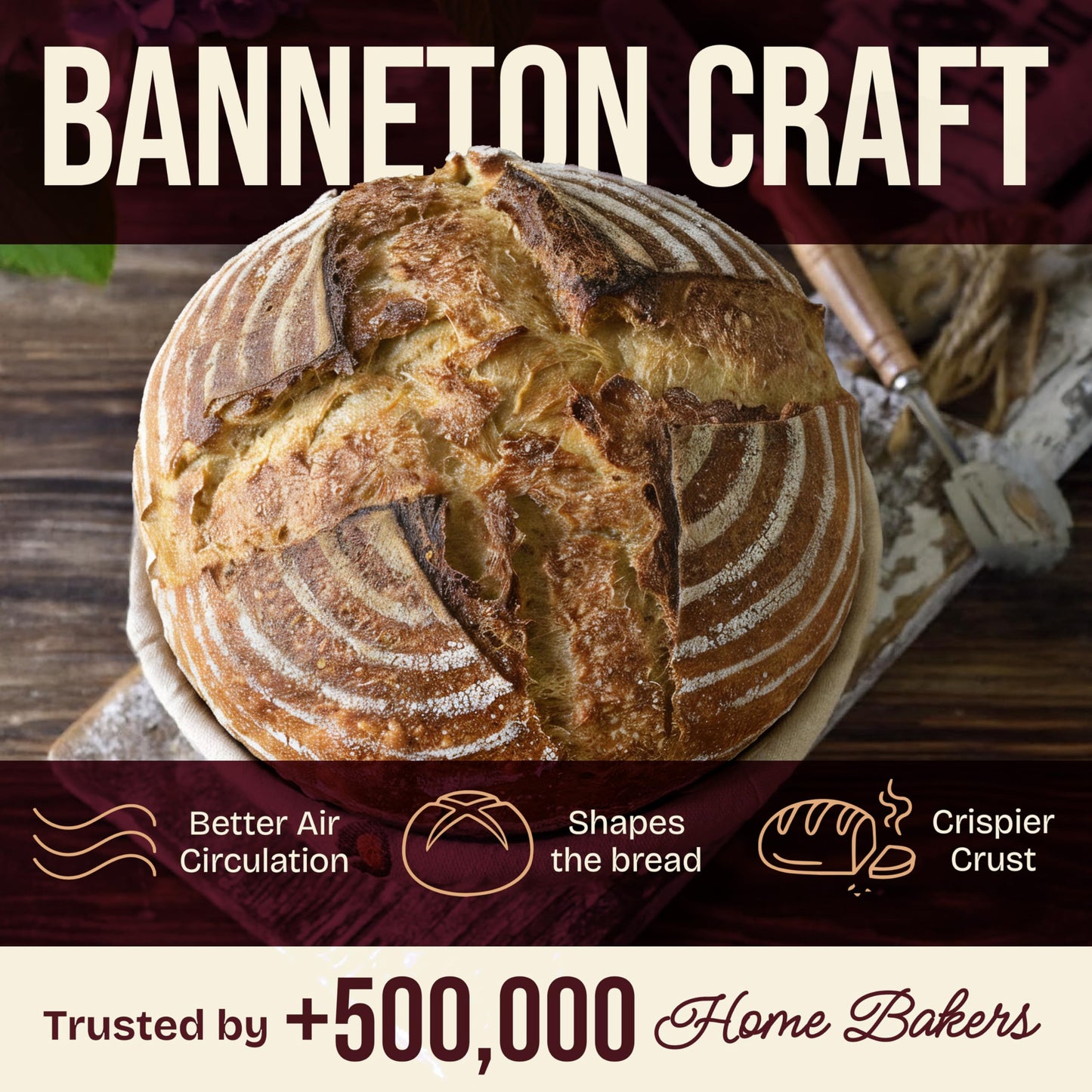 Superbaking 2 pcs Banneton Bread Proofing Basket, 9" Splinter-Free Round Rattan Bread Basket with Liners, Sourdough Starter Kit, Sourdough Bread Baking Supplies & Sourdough Kit, Bread Making Tools