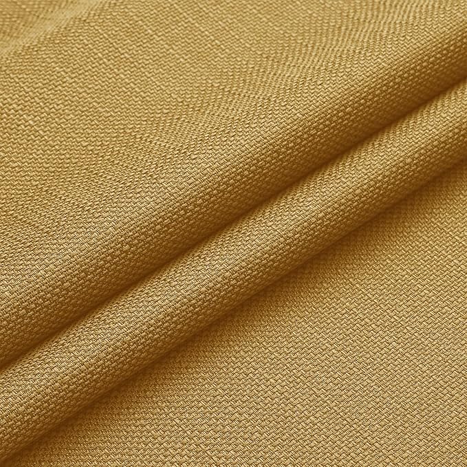 Chyhomenyc Gold Curtains 84 Inch Length 2 Panels Set, Faux Linen Textured Semi Sheer Light Filtering Soft Airy Privacy Farmhouse Curtain Drapes for Living Room Bedroom, Cortinas para Sala, 40Wx84L