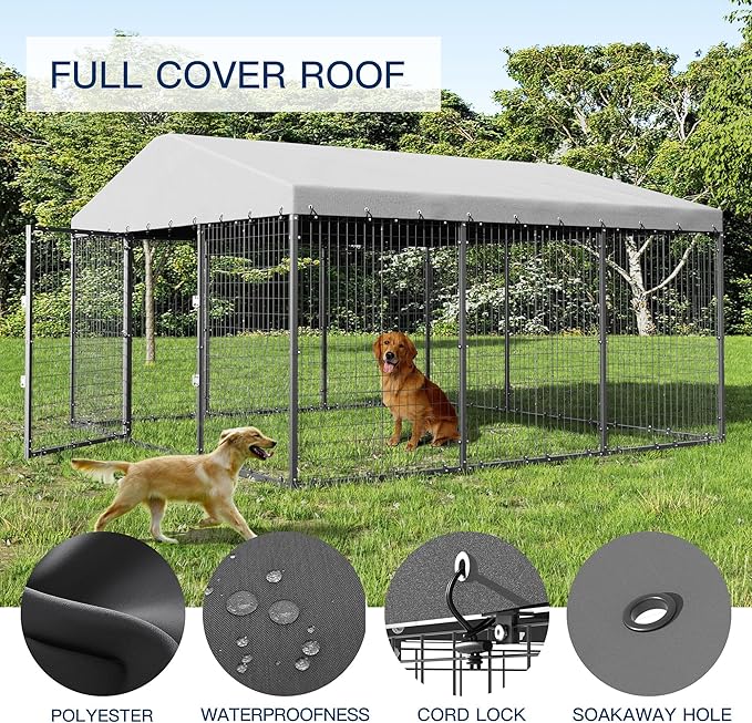 Kullavik 10' x 10' Outdoor Dog Kennel with Roof for Large Dogs