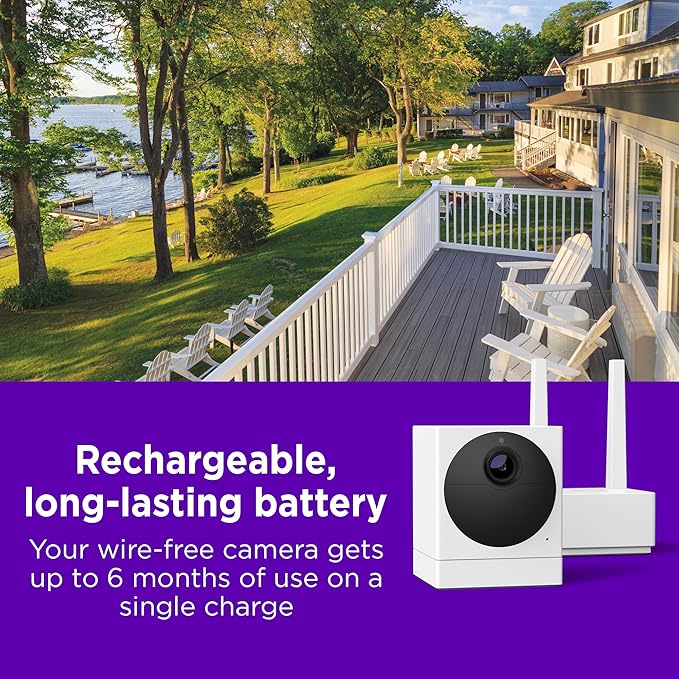 Roku Outdoor Camera for Home Security - IP65 Weather Resistance Wireless Security Camera with 1080p HD Night Vision, Compatible with Alexa & Google, Motion Detection White (Renewed)