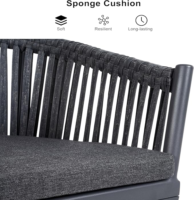 PURPLE LEAF 7 Pieces Outdoor Dining Set with Patio Aluminium Dining Table and Wicker Rattan Chairs Modern Furniture Cushions Sets for Backyard Indoor Decor Kitchen Grey
