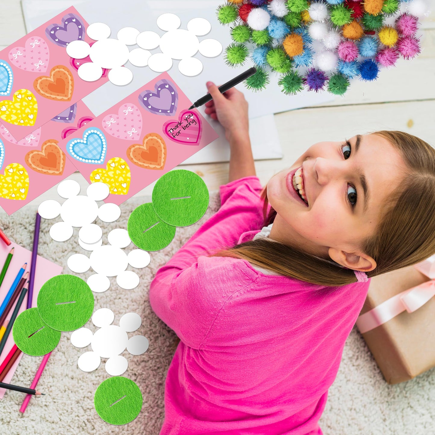 WATINC Mother’s Day Flower Paper Pot Craft Kits - 36 Pack Springtime Pom Pom Flower Decorations, Make Your Standing Glitter Gift Crafts, Fun DIY Decor Home School Classroom Art Activities