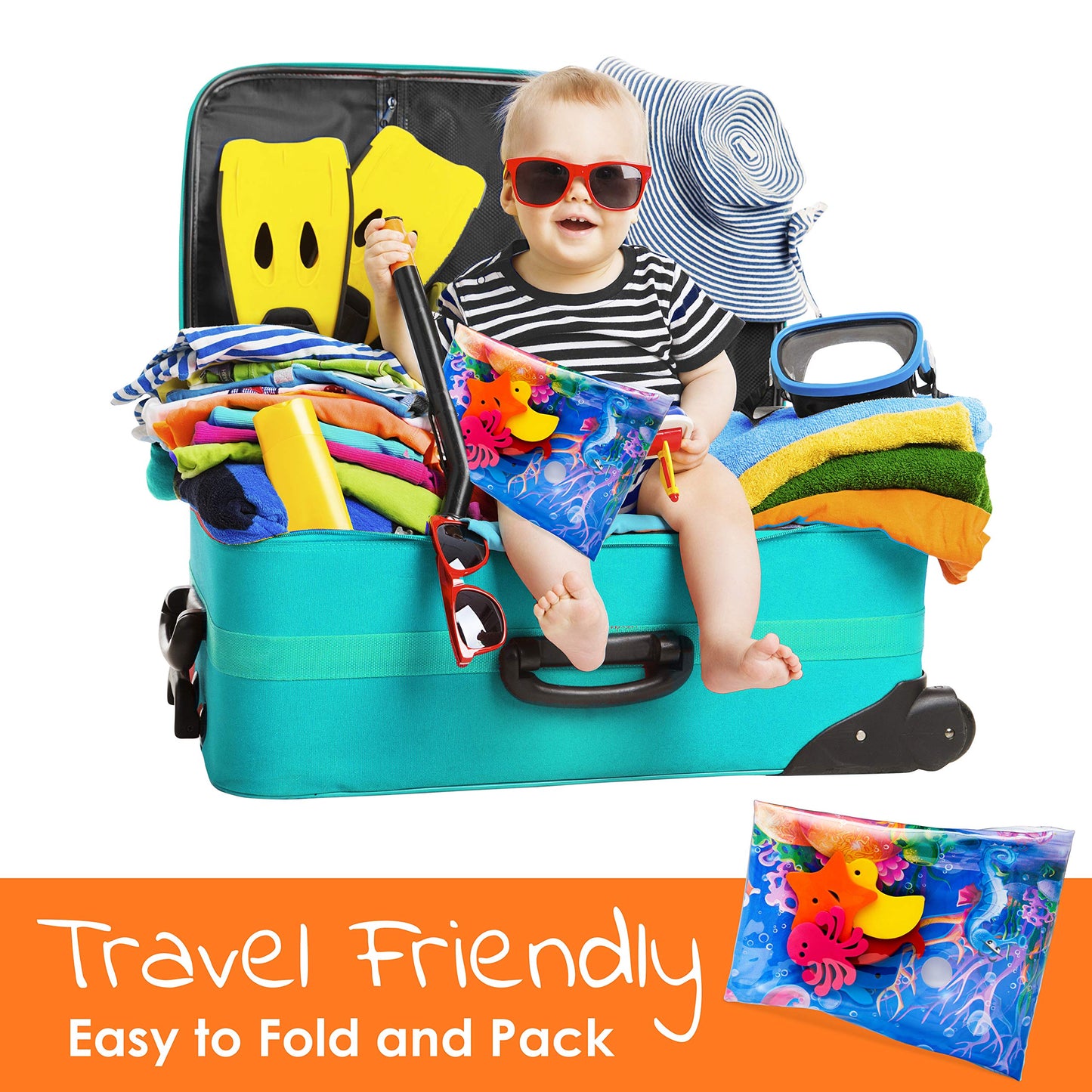 Splashin'kids Inflatable Tummy time Premium Water mat Infants and Toddlers is the Perfect Fun time Play Activity Center Your Baby's Stimulation Growth