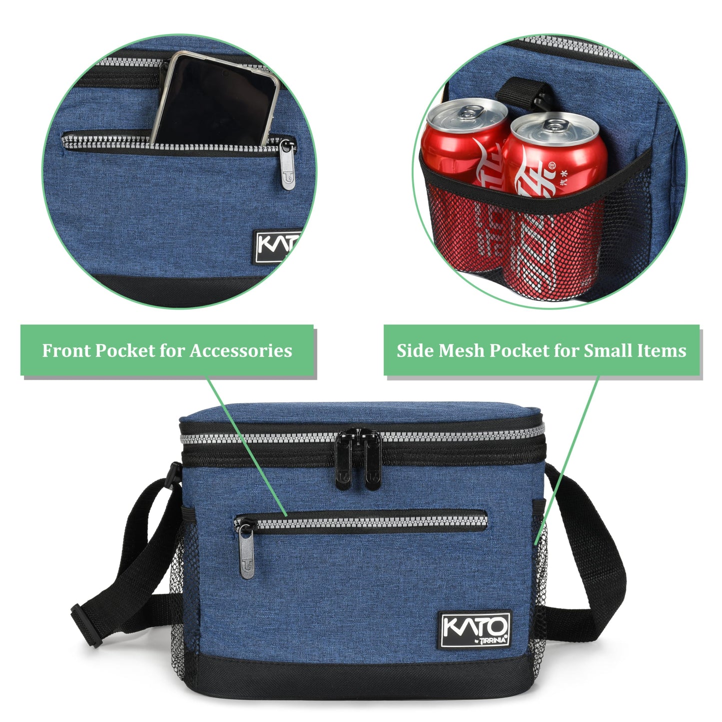Tirrinia Insulated Lunch Box for Adults Men Women - Leakproof Lunch Bag, Soft Cooler for Work, Beach, Travel & Picnic, Blue