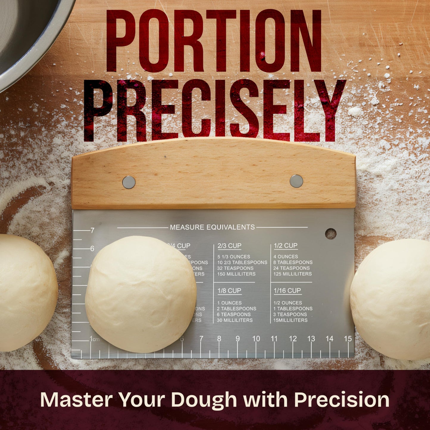 Superbaking Dough Scraper - 6" Bench Scraper - Dough Cutter with Ruler - Pastry & Cake Scraper - Kitchen Tools Sourdough Baking Supplies - Bread Making Tools & Accessories for Home Bakers