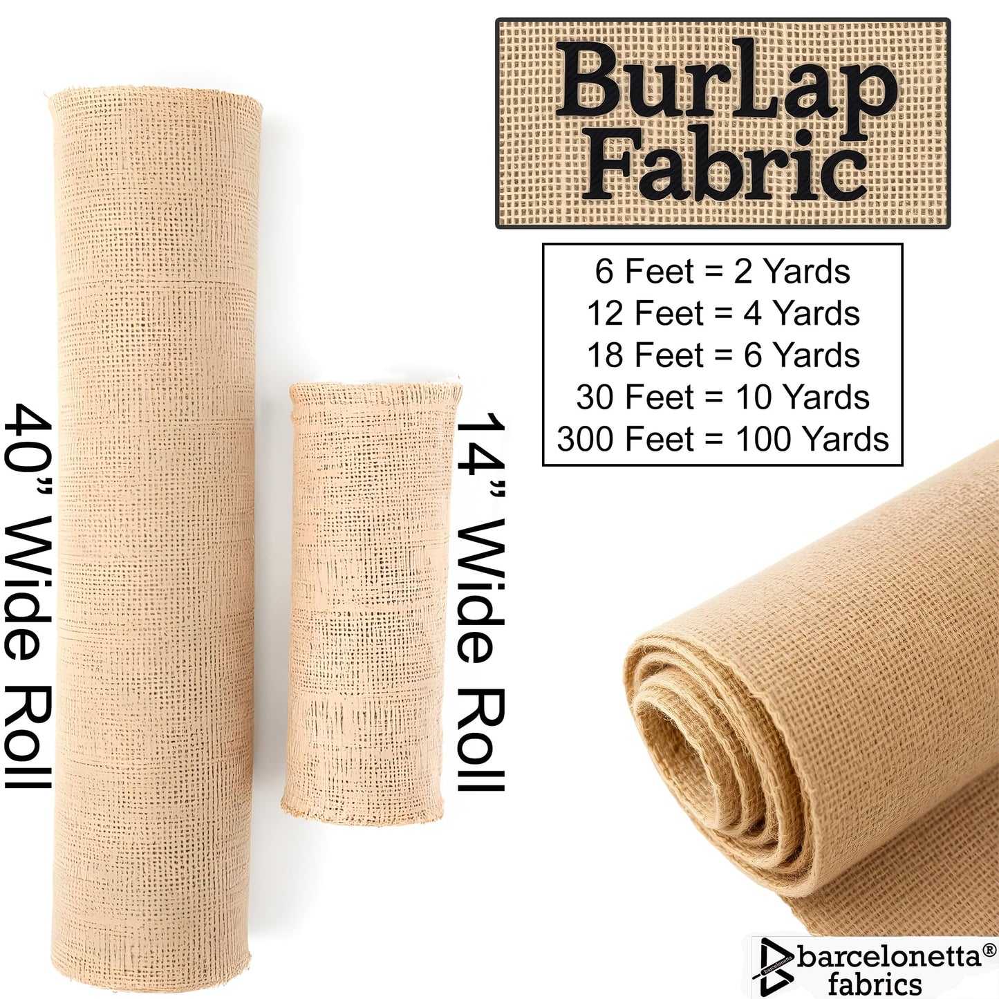 Barcelonetta | Burlap Fabric | Jute Cloth | Arts & Crafts, Home Decor, Outdoor Planters, Gardening | Rustic, Hessian, Croaker, Gunny Cloth (14" Wide, 6 Feet)