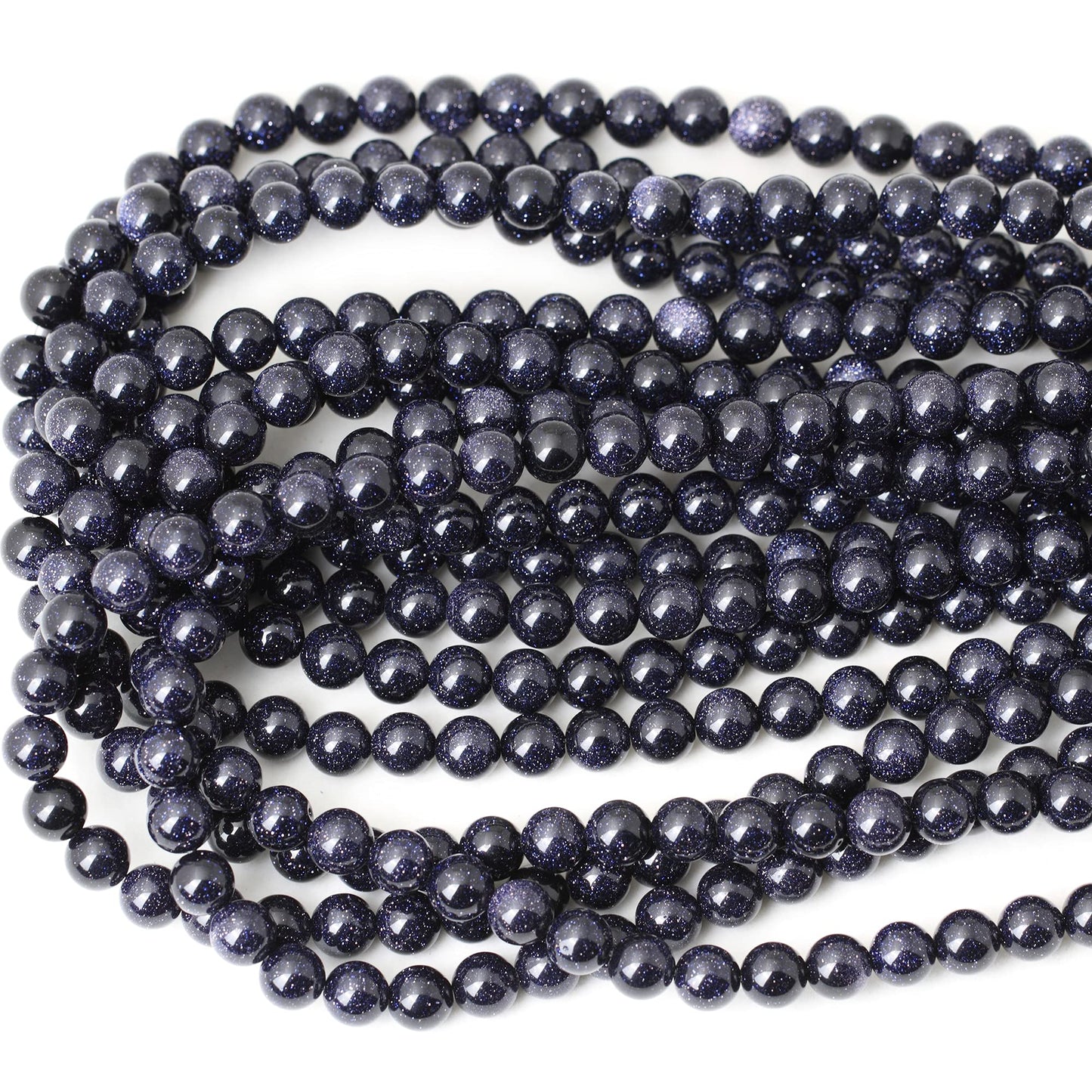 CHEAVIAN 45PCS 8mm Natural Blue Sandstone Gemstone Round Loose Beads Stone Beads for Jewelry Making DIY Findings 1 Strand 15"