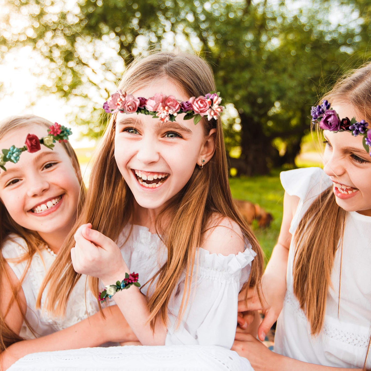 Hapinest Make Your Own Flower Crown Kit & Bracelet Craft Kit for Girls Ages 6 Years and Up
