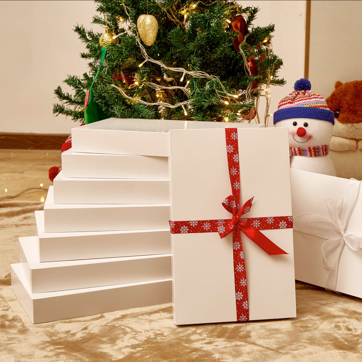 SUNCOLOR Large Gift Boxes With Lids, White Cardboard, 15 x 9.5 x 2 Inches, 12 Pack, for Clothes, Shirts, Presents, Clean & Elegant White Finish