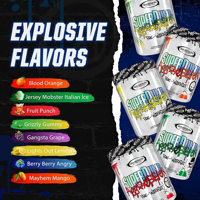 Gaspari Nutrition SuperPump Aggression Pre-Workout: Energy, Focus, Endurance, Recovery, Creatine and Caffeine (25 Servings, Lights Out Lemon)