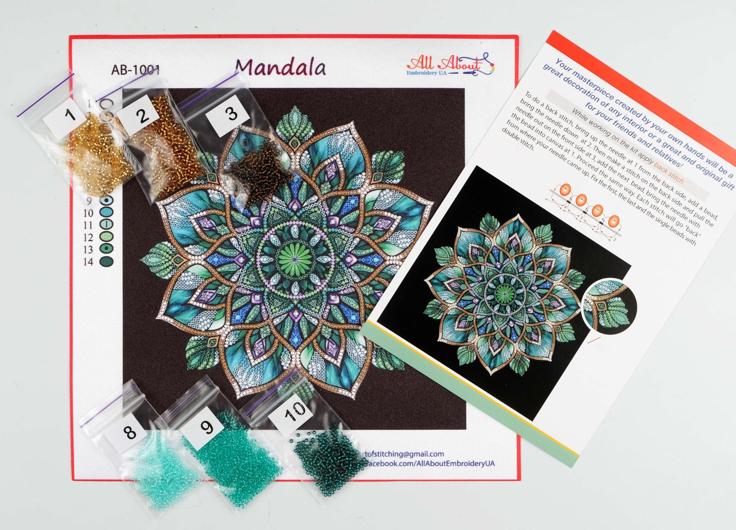 AllAboutEmbroideryUA Bead Embroidery kit Mandala AB-1001 Beaded Cross Stitch kit
