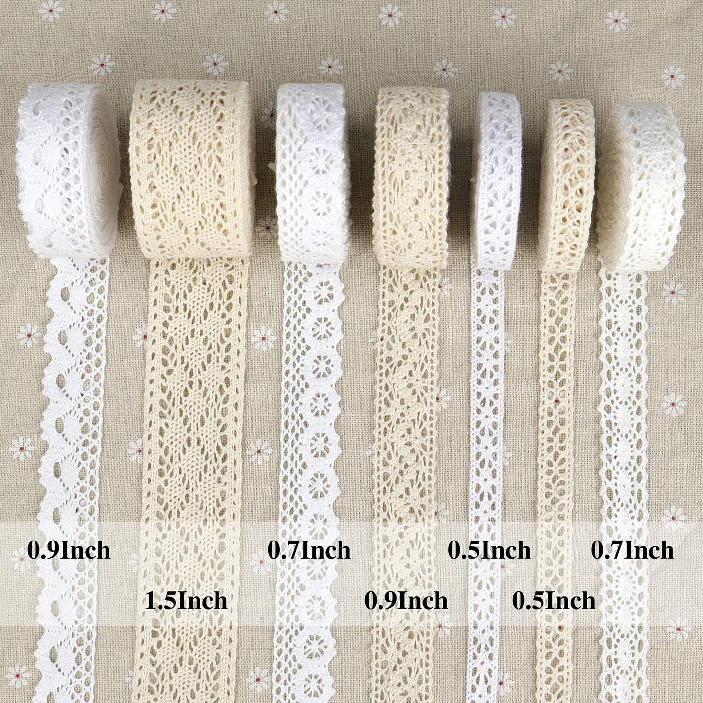 ZNZAKKA Crochet Lace Ribbon Sewing Lace Trim for DIY Scrapbooking Wedding Crafts Supply, 28 Yards (Mix)