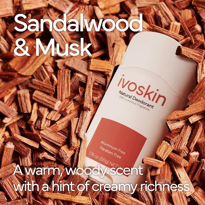 Aluminum-free Natural Deodorant | 72 Hour Odor Protection | for Women and Men, Non-Toxic | Sandalwood & Musk Scent (1.76 oz)