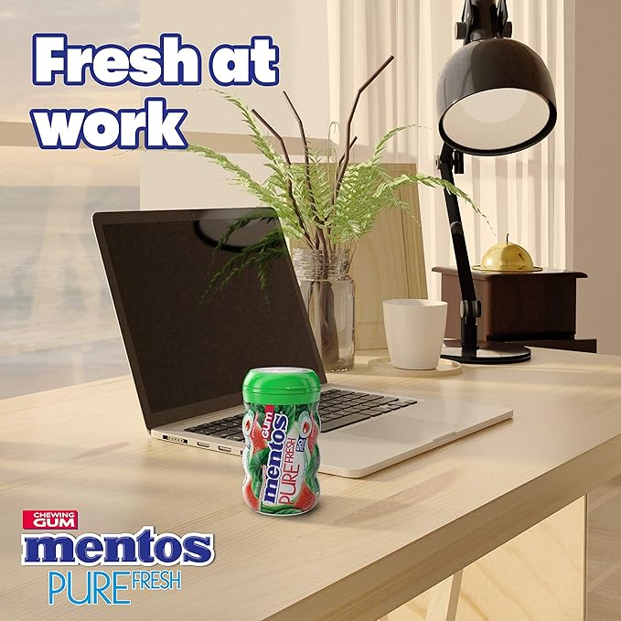 Mentos Pure Fresh Sugar-Free Chewing Gum with Xylitol, Watermelon, Bulk, 50 Piece Bottle (Pack of 6)