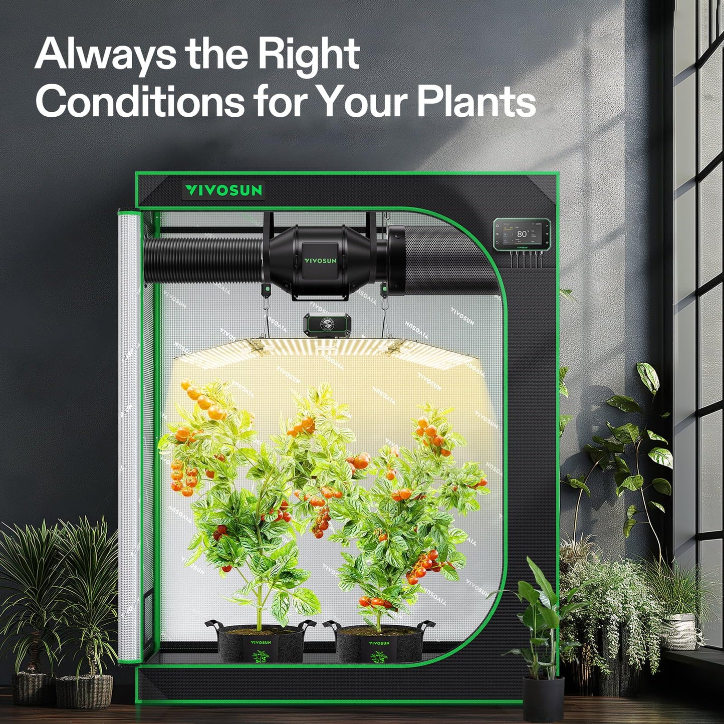VIVOSUN Smart Grow Tent Kit, 4 × 2ft 2-Plant System, WiFi-Integrated Automatic Grow System with Full Spectrum LED Grow Light, Efficient Ventilation System with GrowHub E42A+ Controller