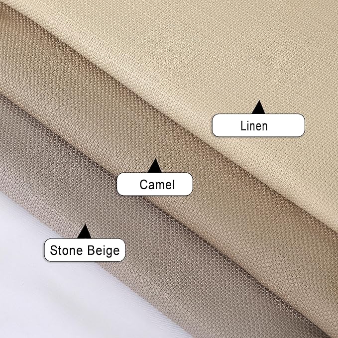 Chyhomenyc Bedroom Curtains 45 Inch Length 2 Panels, Faux Linen Textured Semi Light Filtering Soft Airy Rod Pocket Window Treatment Drapes for Living Room, Each 30Wx45L Inches, Linen Color