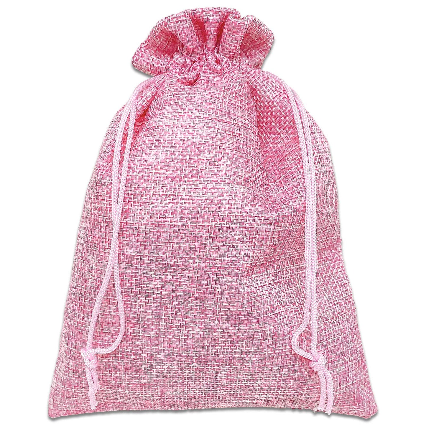 12-Pack 5.5x7.75 Natural Burlap Gift Bags w. Drawstring (Hot Pink, Medium) for Party Favors, Presents or DIY Craft by TheDisplayGuys