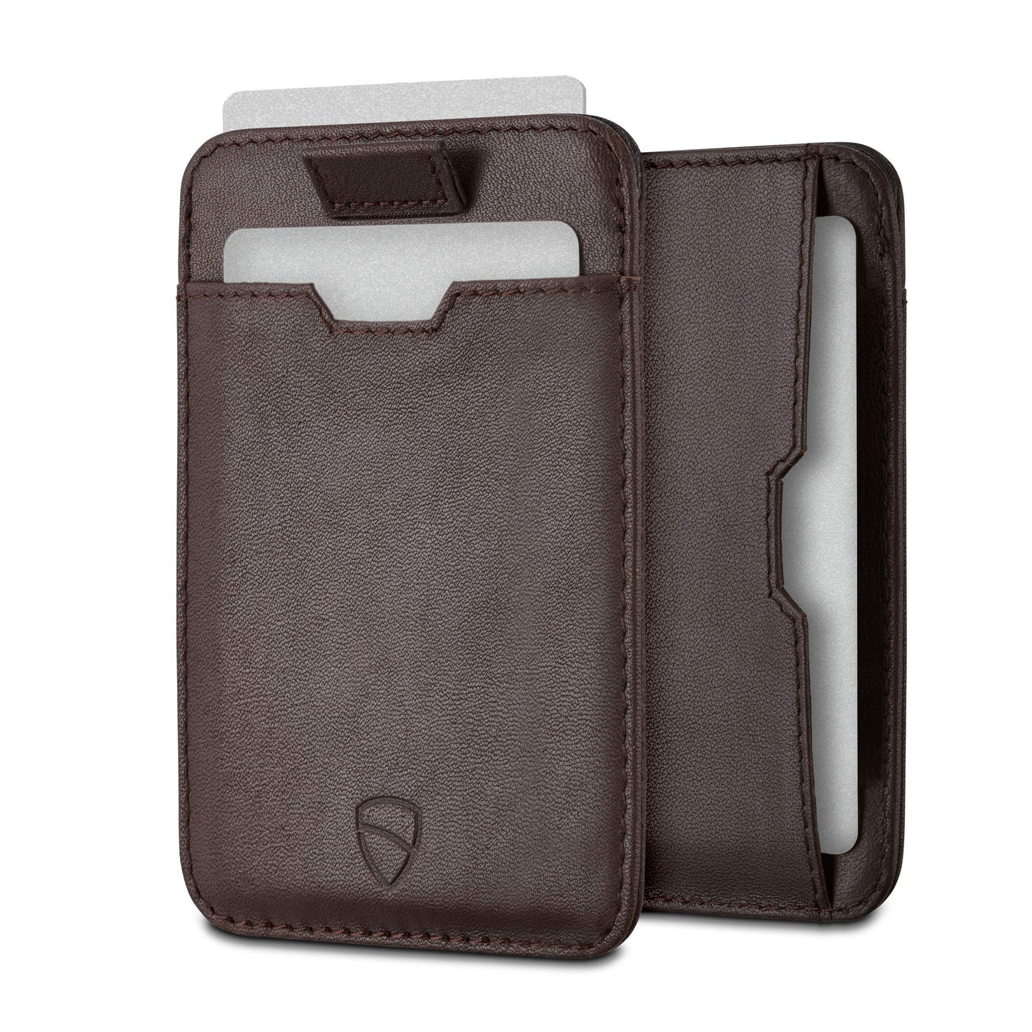 Vaultskin CHELSEA Mens RFID Blocking Slim Leather Card Wallet - Minimalist Front Pocket Cardholder in Brown