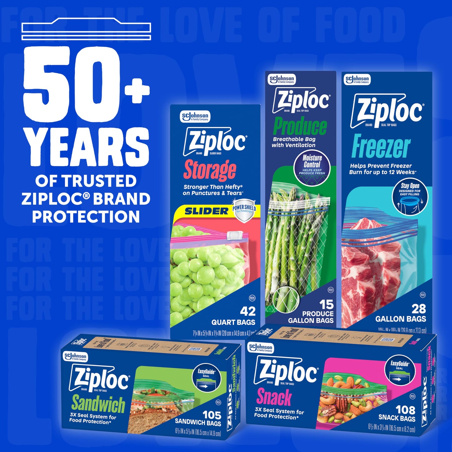 Ziploc Quart Food Storage Freezer Bags, 152ct Total, Stand-Up Bottom, Easy to Fill, 38 Count, 4 Pack