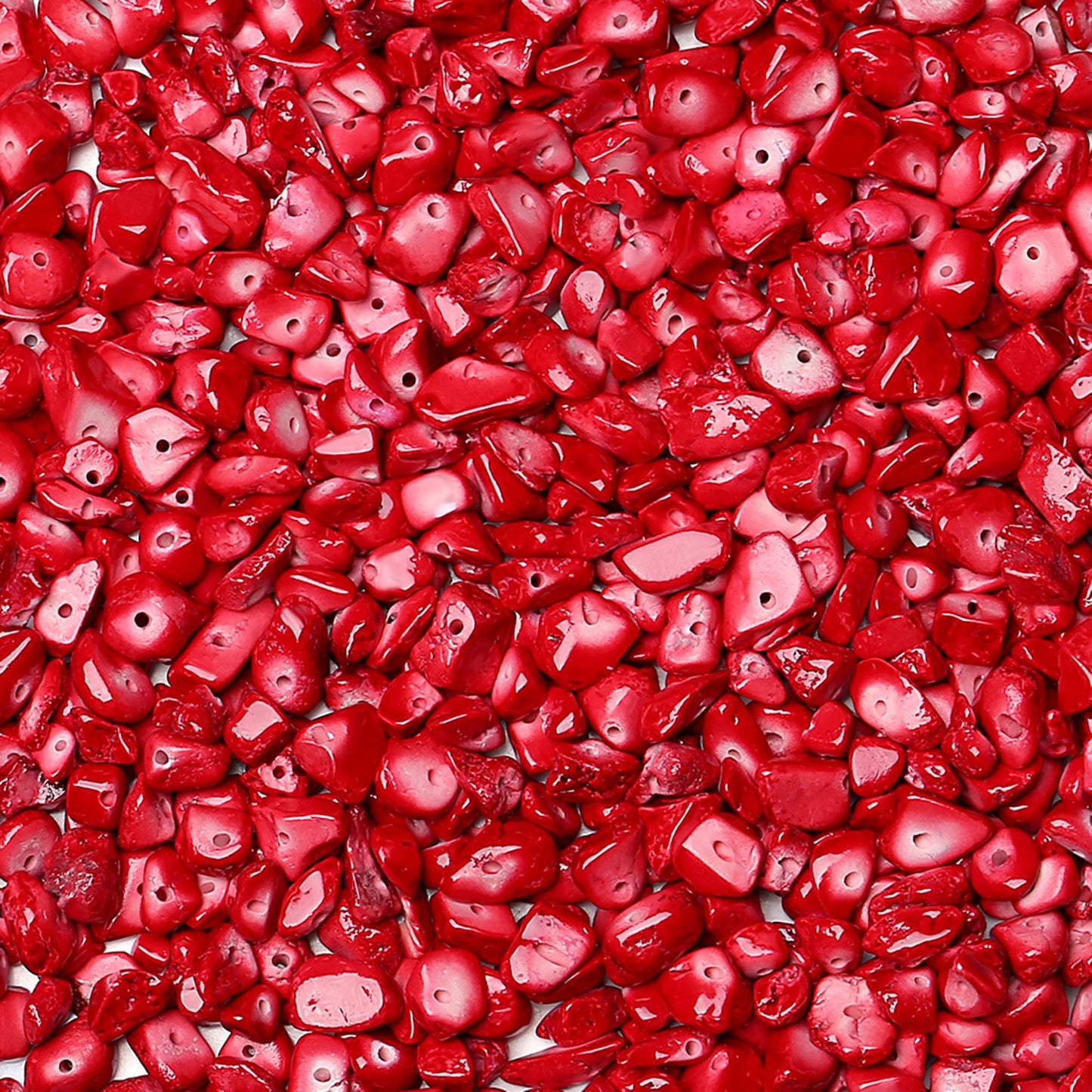 ZHIYUXI 400pcs Red Turquoise Beads 5-8mm Healing Crystals Gemstones for Bracelet Making Irregular Stone Bead for Jewelry Making DIY Craft 2 Strands