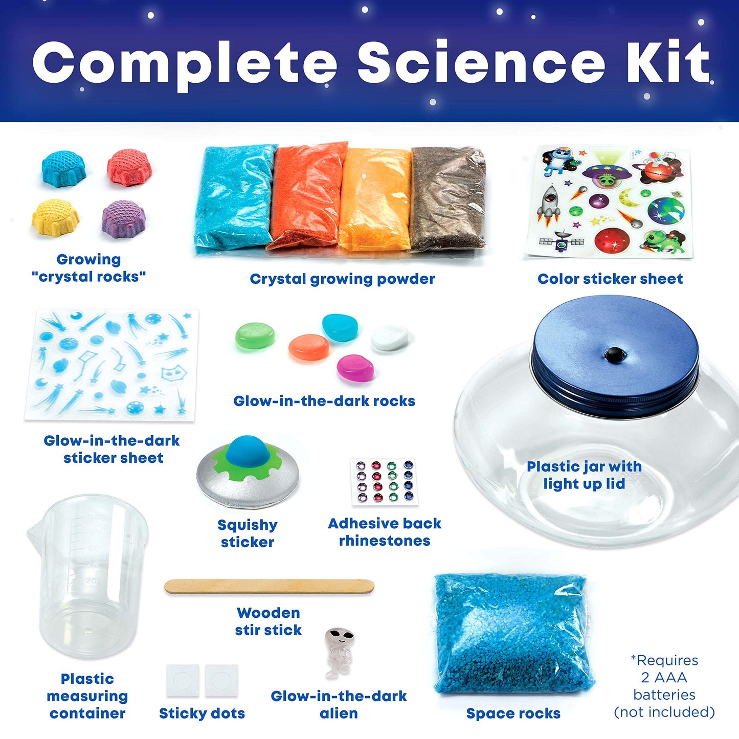 Creativity for Kids Crystal Space Terrarium Kit - Crystal Growing Kit for Kids - DIY STEM Science Kit for Boys and Girls (Ages 6+)
