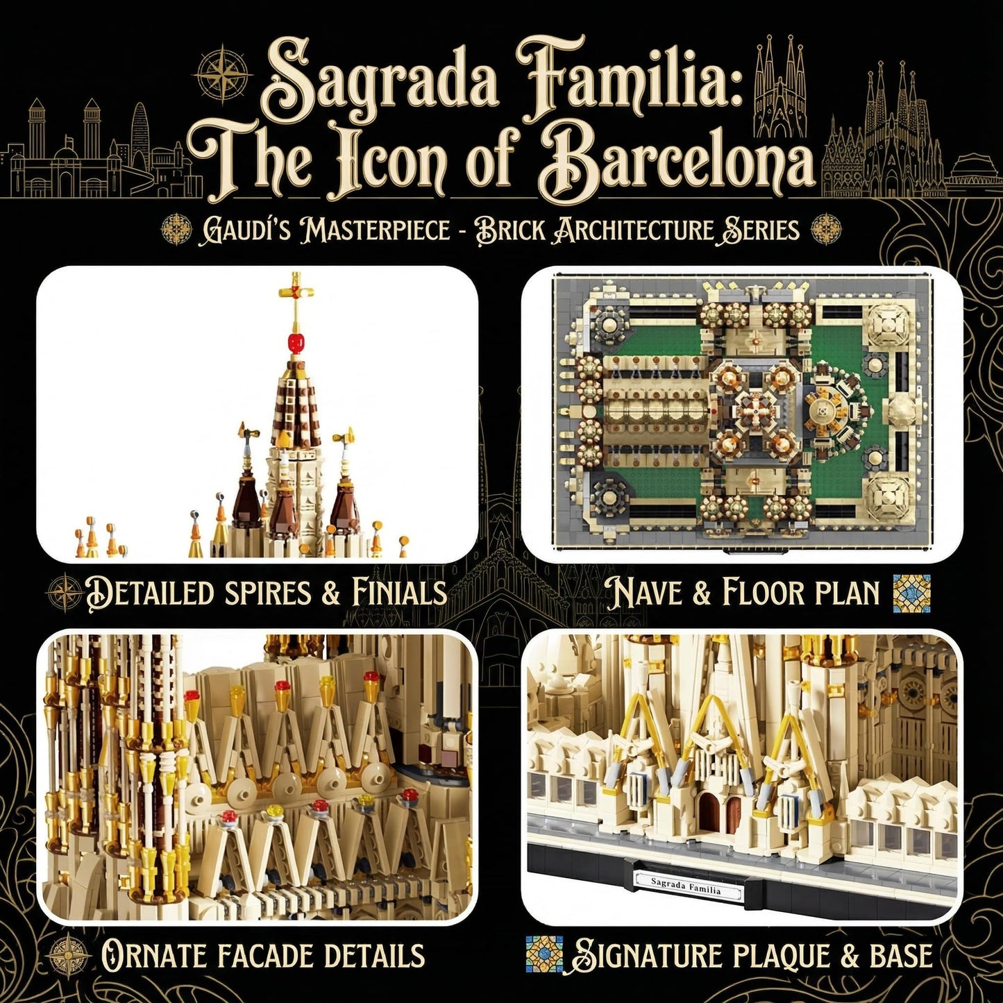 BBTiloBrix Sagrada Família Church Architectural Building Block Set, 10328 Pieces Collectible Cathedral Model, Spain Landmark Construction Kit for Adults,Home Decor Gift for Architecture Enthusiasts