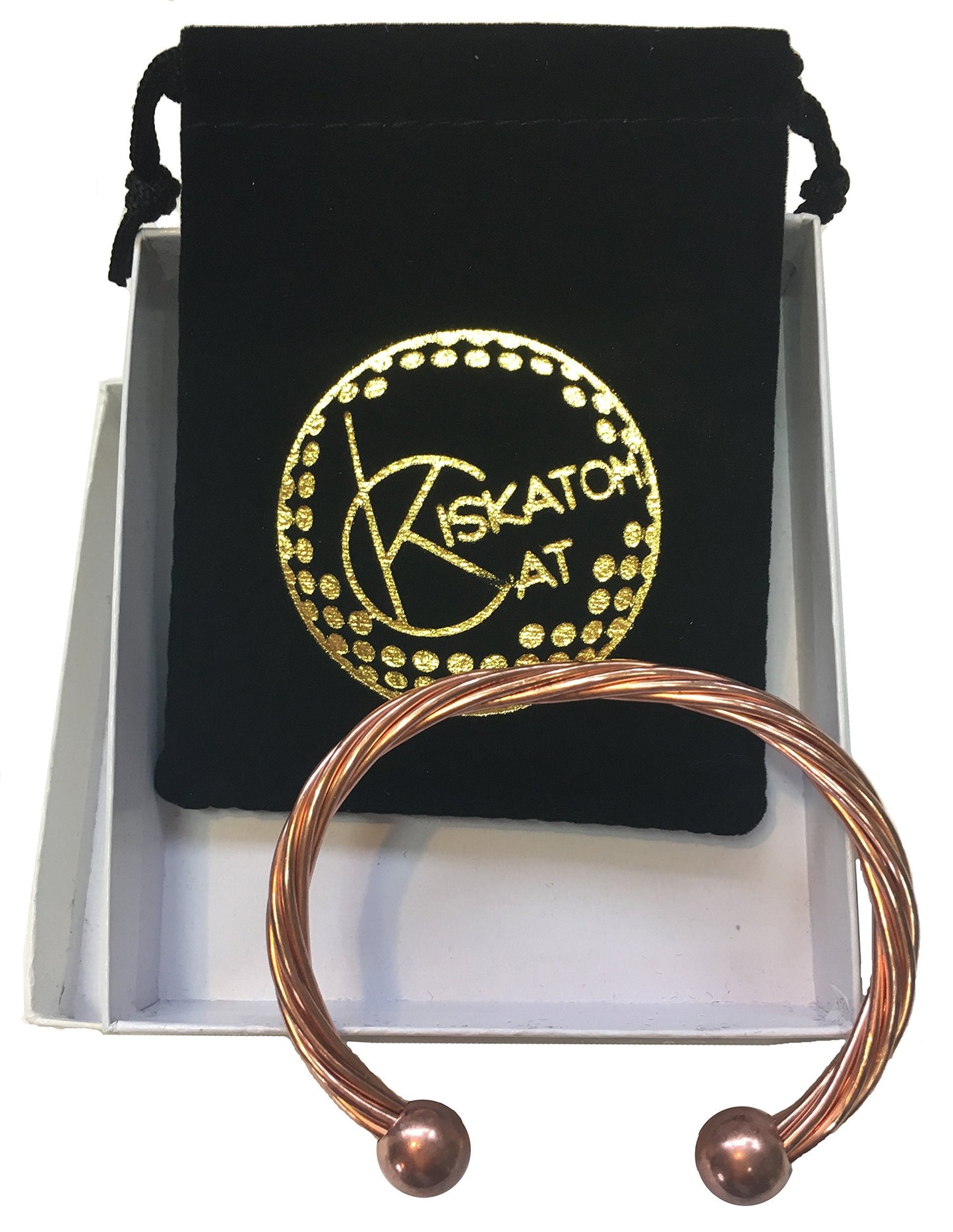 KiskatomCat Pure Copper Magnetic Bracelet for Men or Women, Made in USA