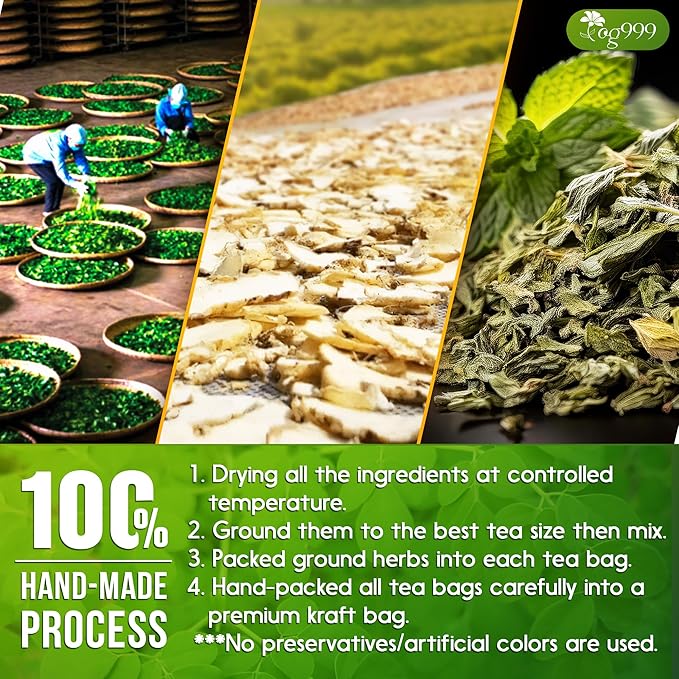 TOG999, Premium Moringa Ginger Peppermint Herbal Tea – 120 Tea Bags – Caffeine-Free, Plant-Based, Non-GMO, Naturally Refreshing Flavor, No Artificial Additives, No Sugar, No Gluten. Vegan